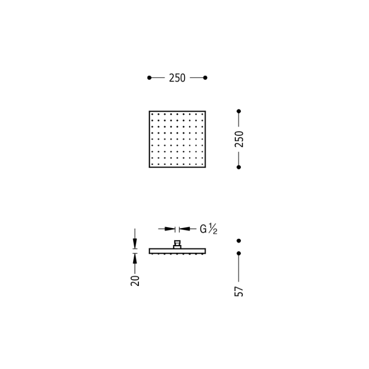 Deszczownica sufitowa 250x250 mm TRES chrom 13413826