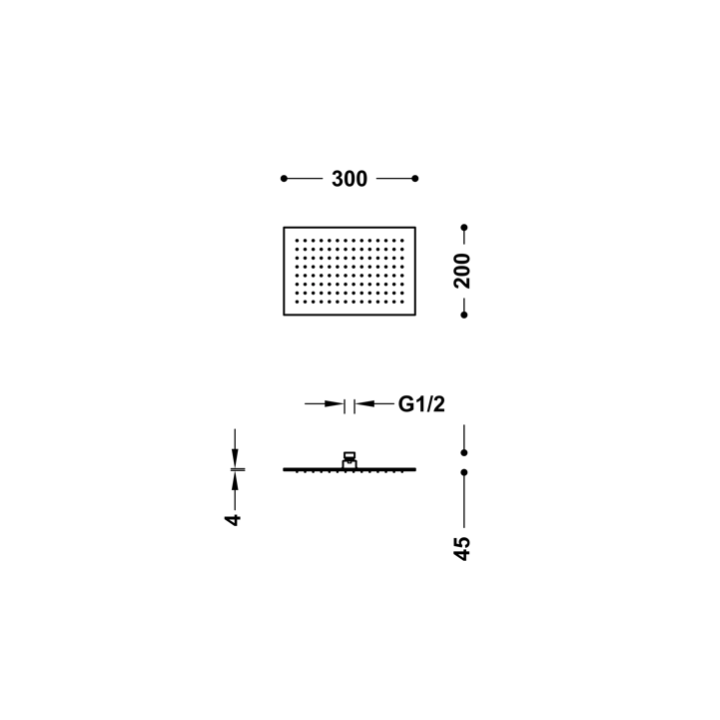 Deszczownica sufitowa 300x200 mm TRES złota 134315007OR