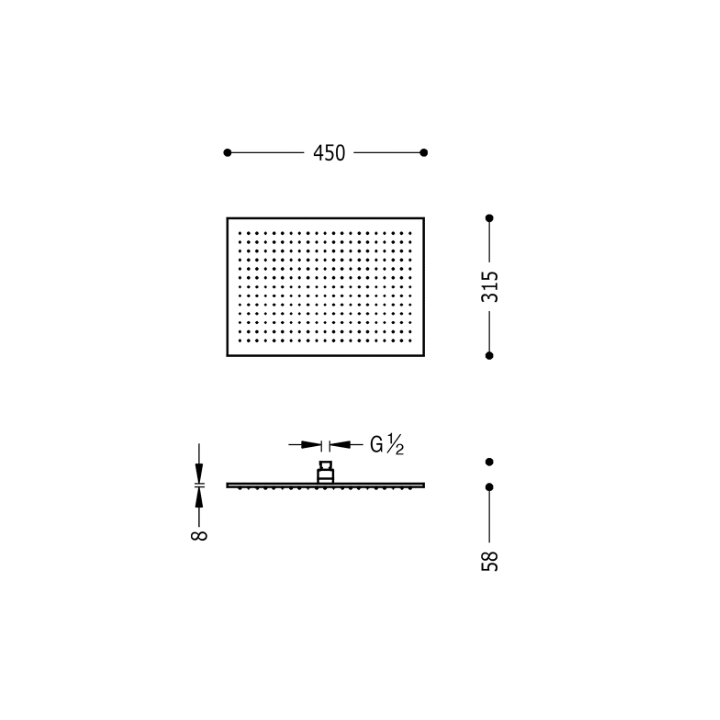 Deszczownica sufitowa 450x315 mm TRES stal 29963203AC