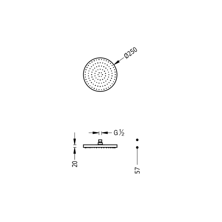 Deszczownica sufitowa 250 mm TRES chrom 13413726
