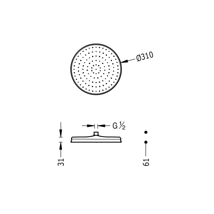 Deszczownica sufitowa 310 mm TRES stal 29933703AC