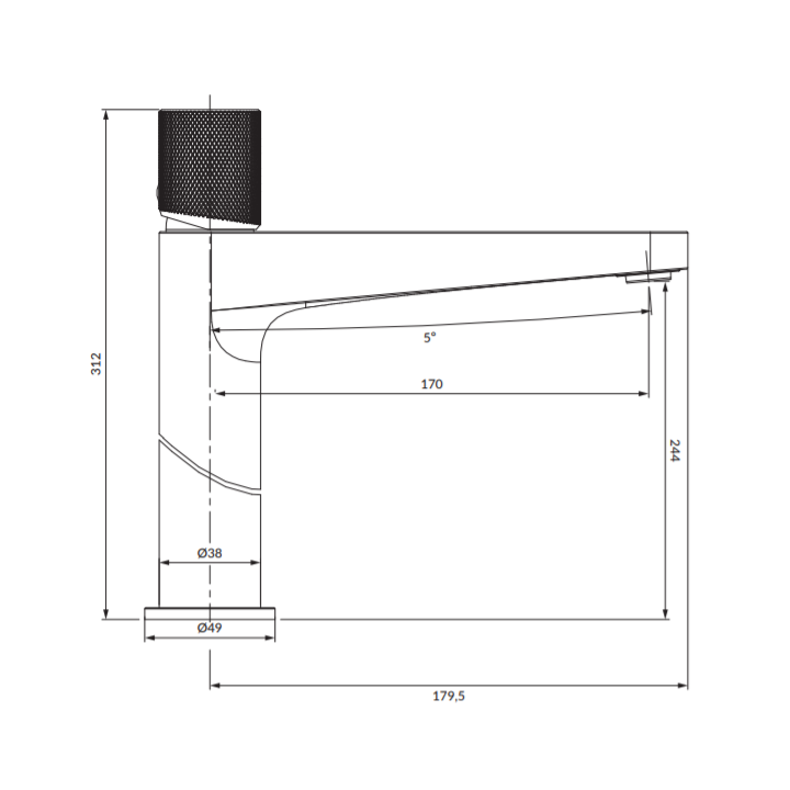 Bateria umywalkowa Omnires Contour wysoka antracyt CT8012AT