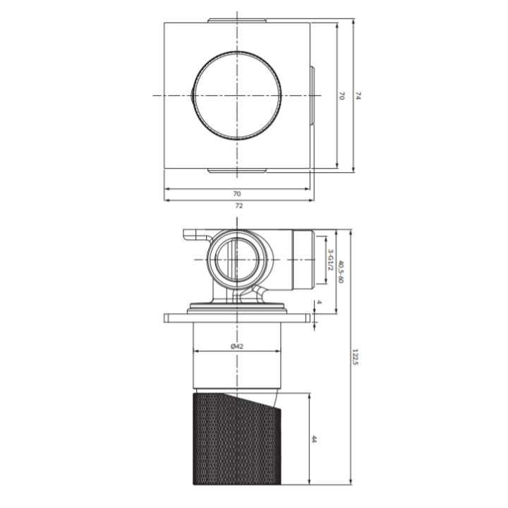 Bateria prysznicowa Omnires Contour podtynkowa antracyt CT8045AT