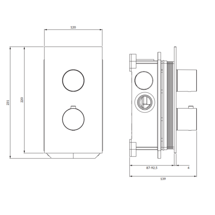 Termostatyczna bateria prysznicowo-wannowa Omnires Contour podtynkowa antracyt CT8036AT