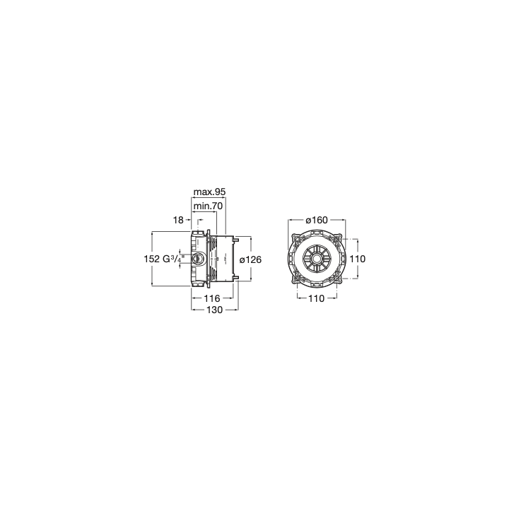 Uniwersalny element podtynkowy ROCA ROCABOX A525869403