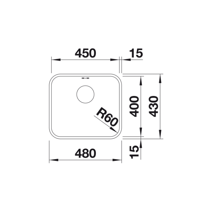 Komora podwieszana BLANCO SUPRA 450-U BEZ KORKA AUTOMATYCZNEGO 518203