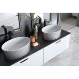 Umywalka nablatowa Besco Uniqa Glam 32x46x17cm srebrna UMD-U-NGS