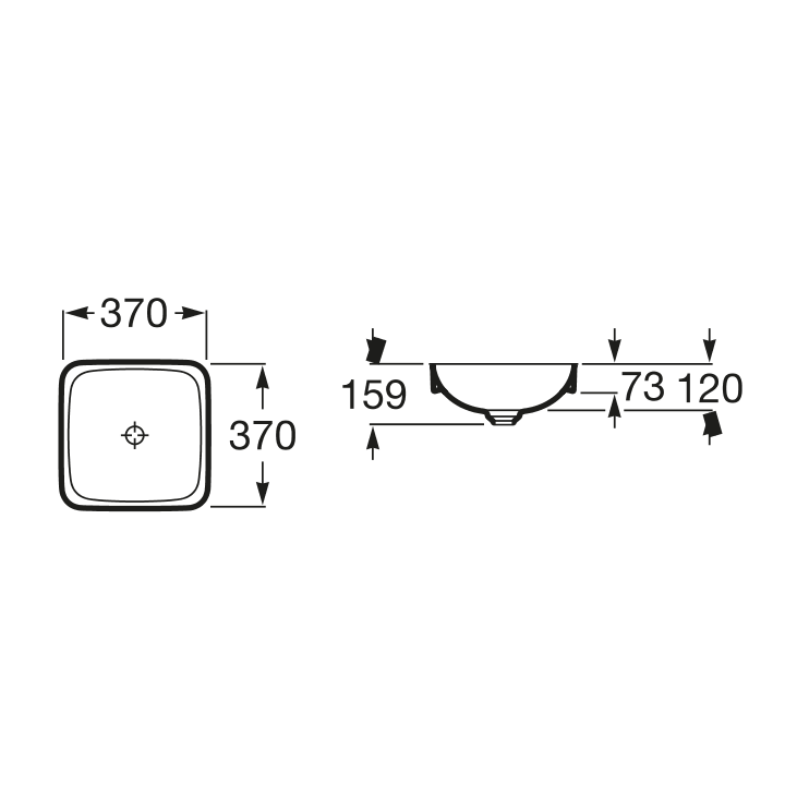 Umywalka blatowa 37x37 cm ROCA INSPIRA SQUARE onyks A32753R640