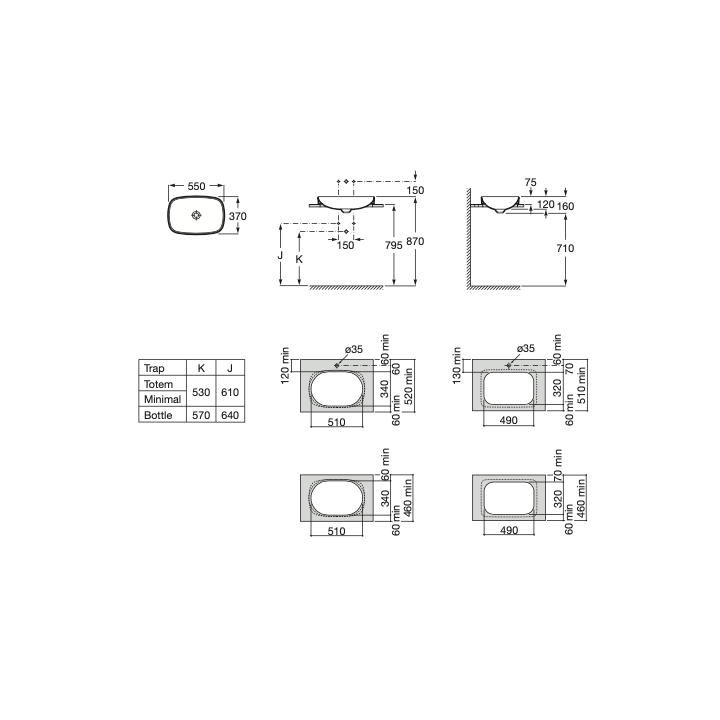 Umywalka blatowa 55x37 cm ROCA INSPIRA SOFT beżowa A327504650