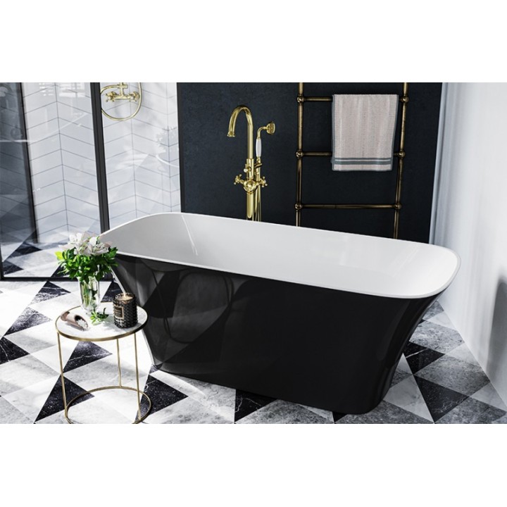 WANNA WOLNOSTOJĄCA BESCO ASSOS S-LINE B&W 160X70CM BLACK&WHITE WMD-160-ALW