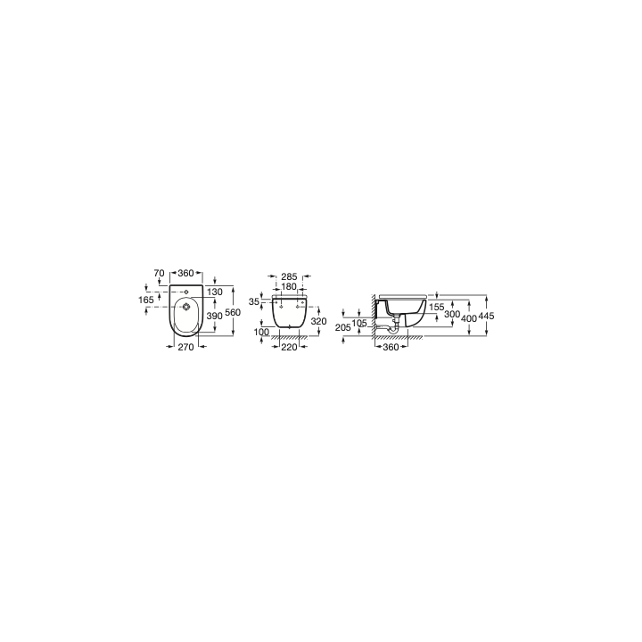 Bidet podwieszany ROCA MERIDIAN biały A357248000