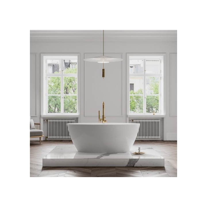 Wanna wolnostojąca Omnires Siena Marble+ 161x81cm biała SIENAWWBP