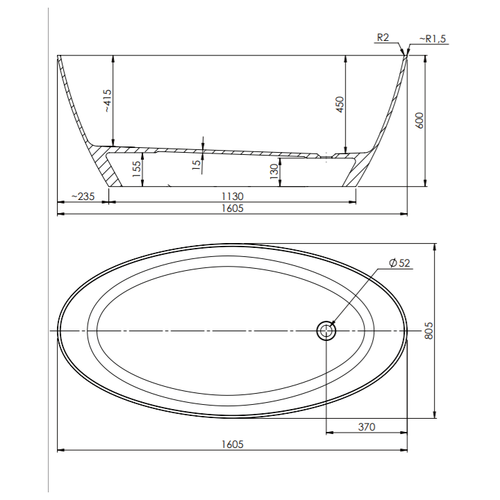 Wanna wolnostojąca Omnires Siena Marble+ 161x81cm biała SIENAWWBP