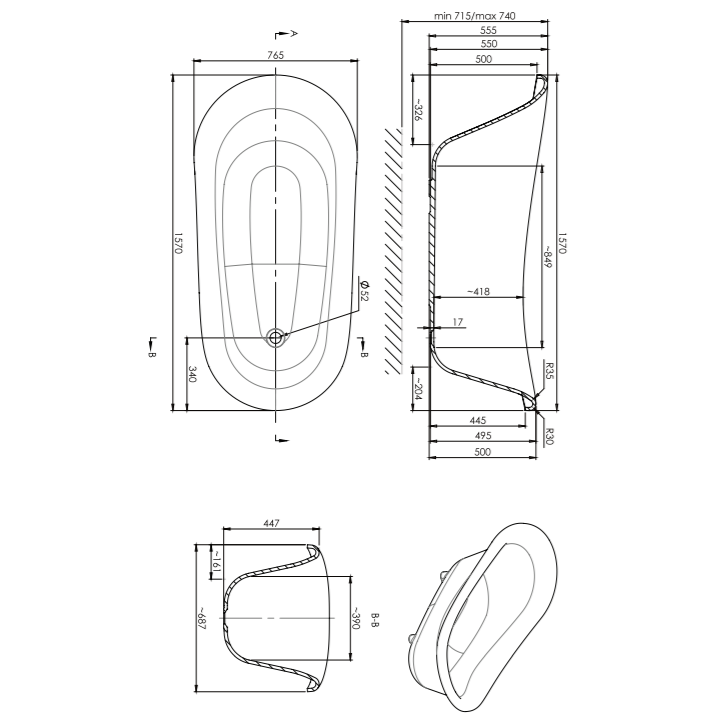 Wanna Omnires Atena Comfort Marble+ 157x77cm biały połysk ATENA157BP