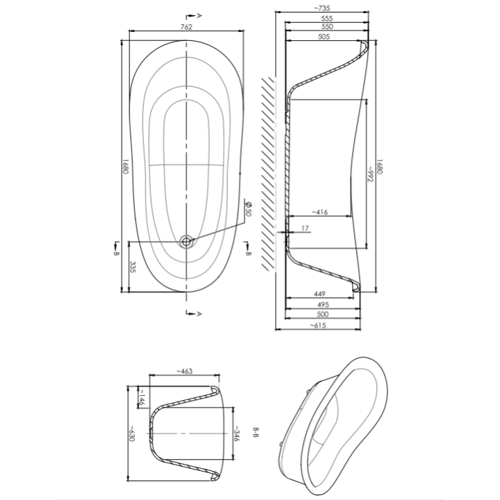 Wanna Omnires Atena Comfort Marble+ 168x76cm biały połysk ATENA168BP