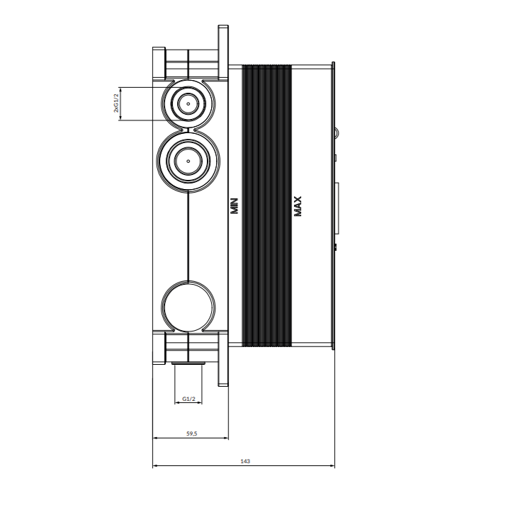 Element podtynkowy Omnires BOX termostatycznej baterii BOXTE3F