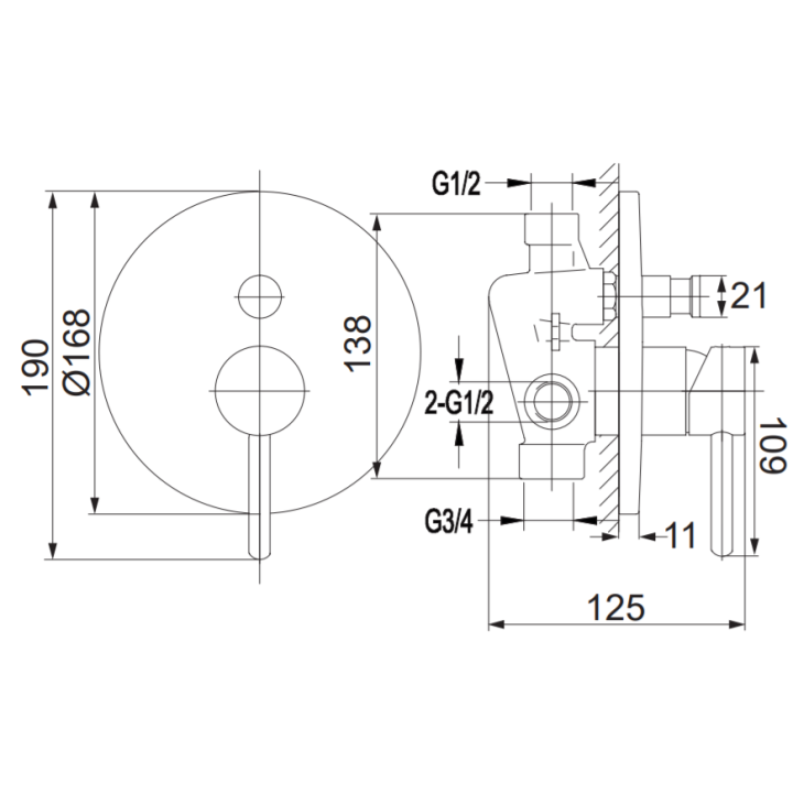 Bateria wannowa Omnires Y podtynkowa nikiel Y1235NI