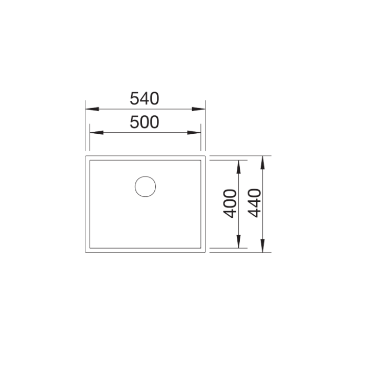 Komora podwieszana BLANCO ZEROX 500-U STAL DURINOX 521559