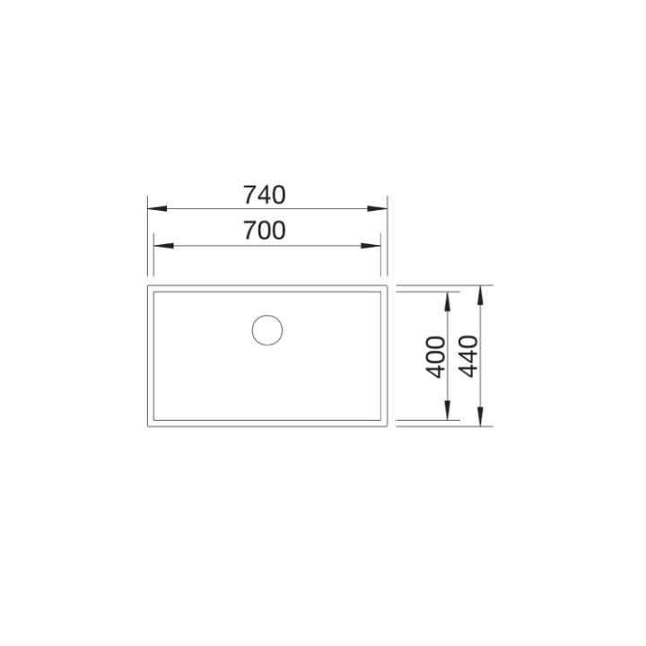 Komora podwieszana BLANCO ZEROX 700-U STAL DURINOX INFINO 521560