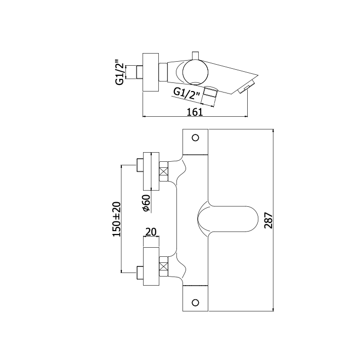 Bateria wannowa termostatyczna korpus PAFFONI LIGHT biały mat LIQ022BO