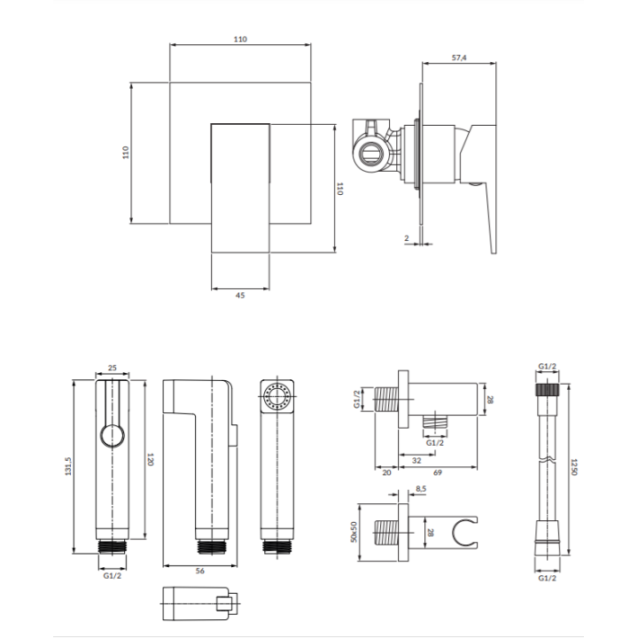 System bidetowy podtynkowy Omnires Fresh chrom SYSFRBI1CR