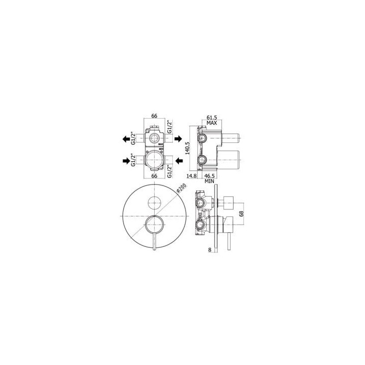 Zestaw natryskowy z deszczownicą 250 mm PAFFONI LIGHT chrom LIG018ZSC2F