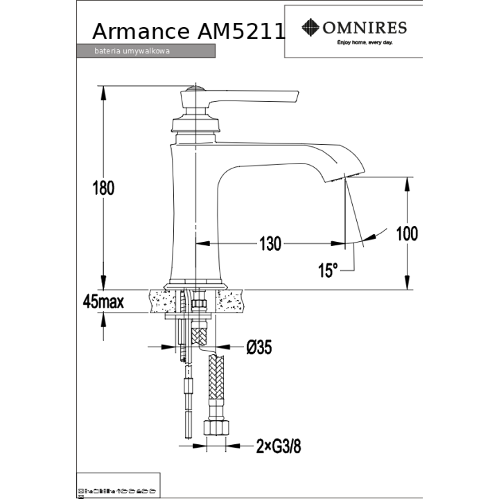 Bateria umywalkowa Omnires Armance chrom AM5210CR