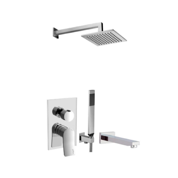Zestaw wannowy podtynkowy 200x200 mm PAFFONI TILT chrom TI019ZSCW3ACR