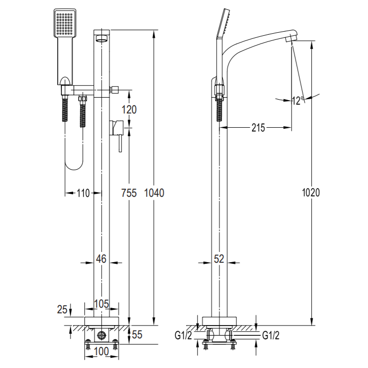 Bateria wannowa Omnires Darling wolnostojąca chrom DA5033CR