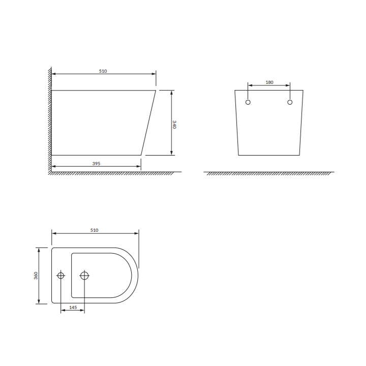 Bidet wiszący 51x36 cm Omnires Tampa biały połysk TAMPABIBP