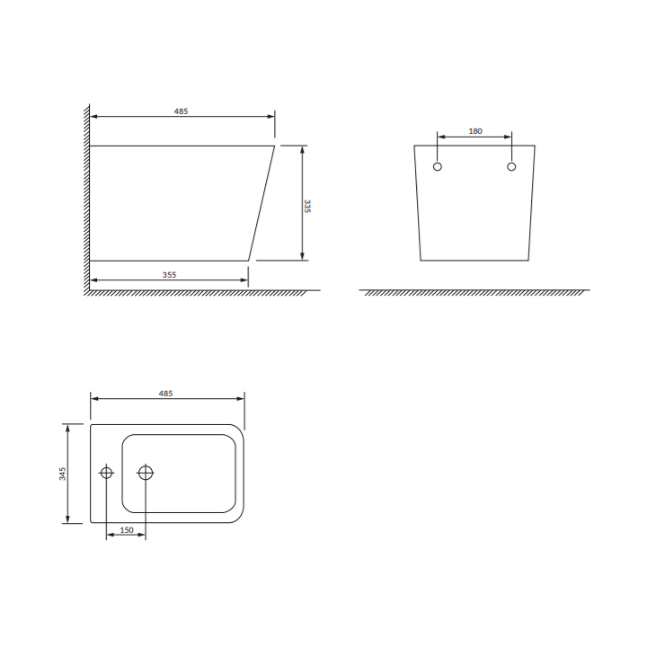 Bidet wiszący 49x35 cm Omnires Fontana biały połysk FONTANABIBP
