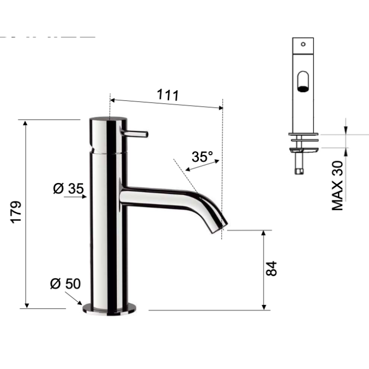 Bateria umywalkowa DANIEL TOKYO bez korka miedź szczotkowana TX606.64