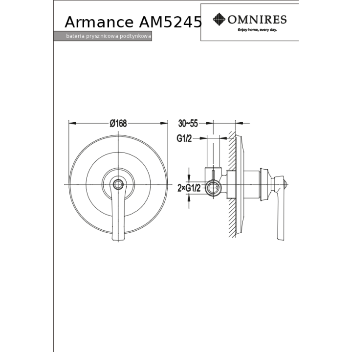 Bateria prysznicowa Omnires Armance podtynkowa chrom AM5245CR