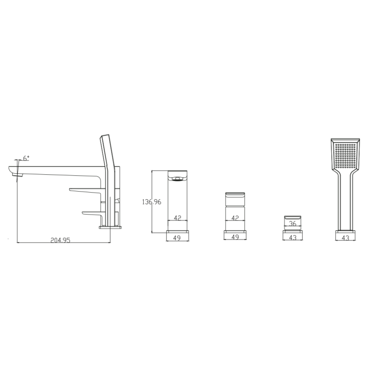 Bateria wannowa 4-otworowa Omnires Parma chrom/biały PM7432CRB
