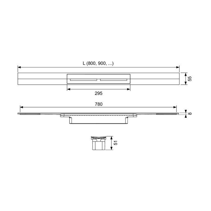 Odpływ liniowy TECEdrainprofile 800mm czarny 670821