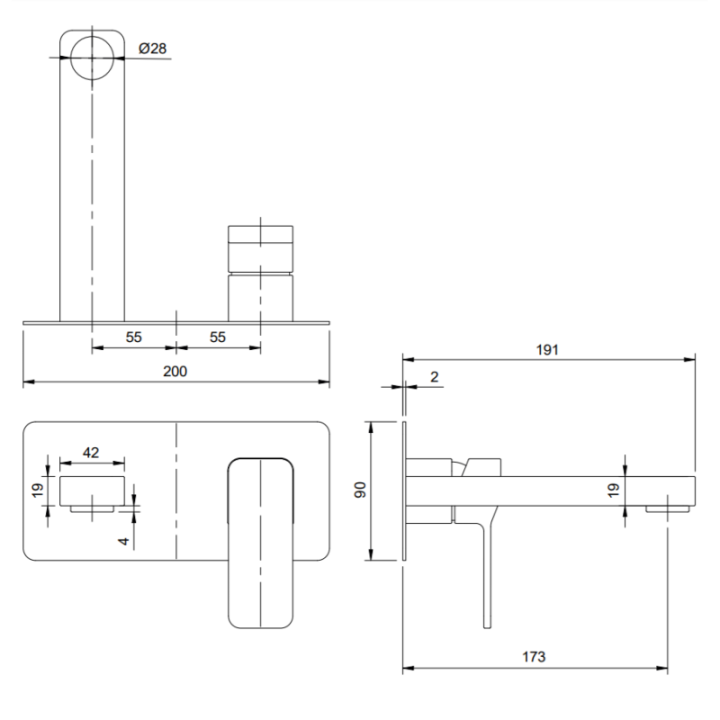 Bateria umywalkowa podtynkowa Omnires Slide chrom SL7715CR