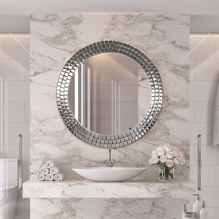 OKRĄGŁE LUSTRO GIERADESIGN AURORA 70CM SILVER AURO/S/70
