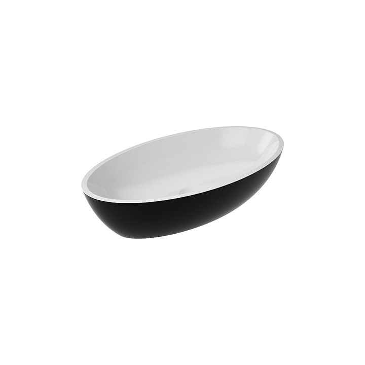 Umywalka 60x35 cm Omnires Siena biały/czarny połysk SIENALUNBCP