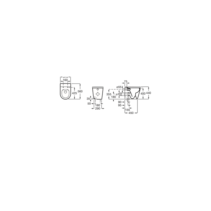 Miska WC ROCA INSPIRA ROUND stojąca Rimless 560x370mm biały mat A347526620