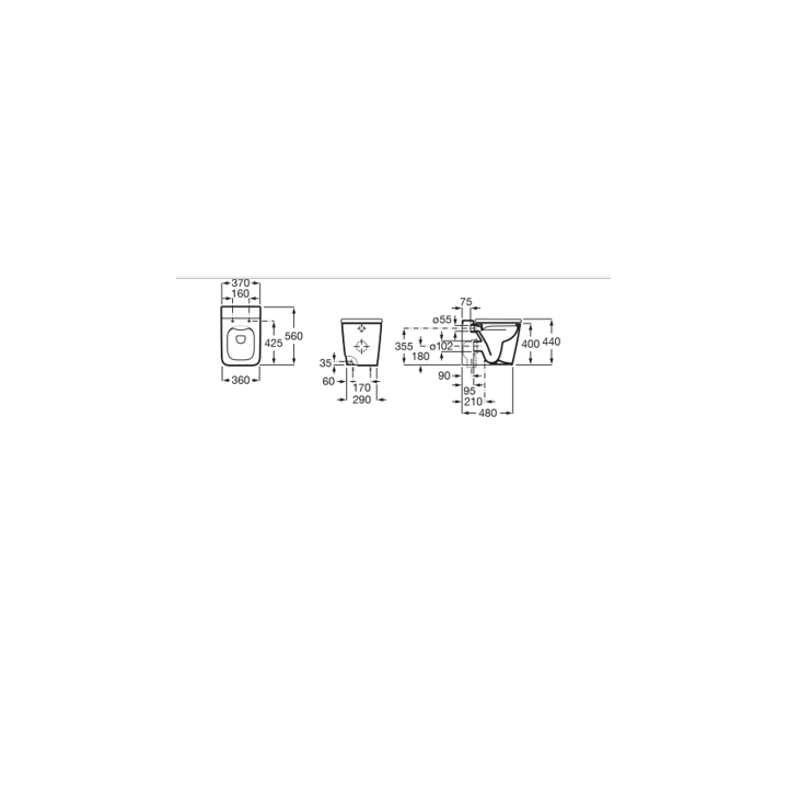 Miska WC ROCA INSPIRA SQUARE stojąca Rimless 560x370mm beżowy A347537650