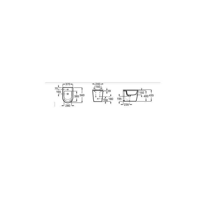 Bidet stojący ROCA INSPIRA Square 560x370mm biały mat A357537620