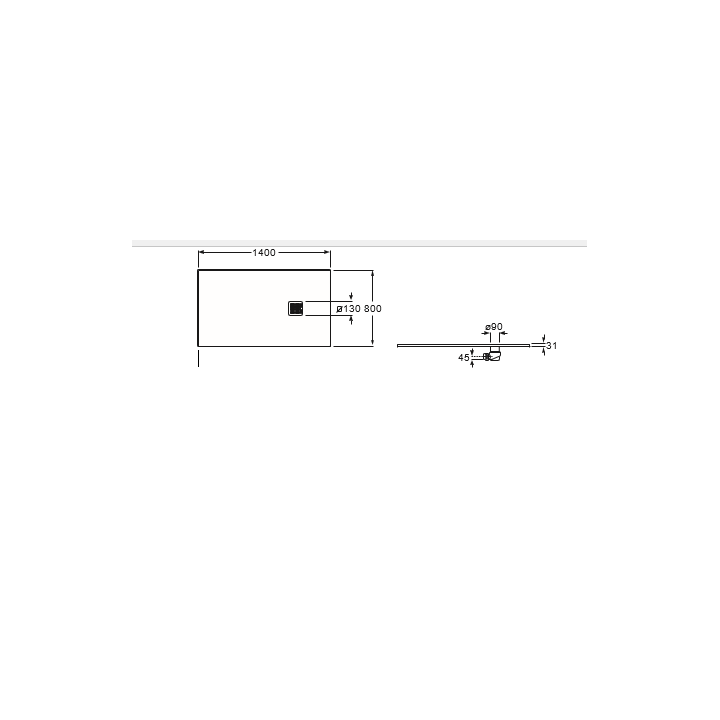 Brodzik kompozytowy ROCA TERRAN STONEX® 1400x800mm czarny AP10157832001400