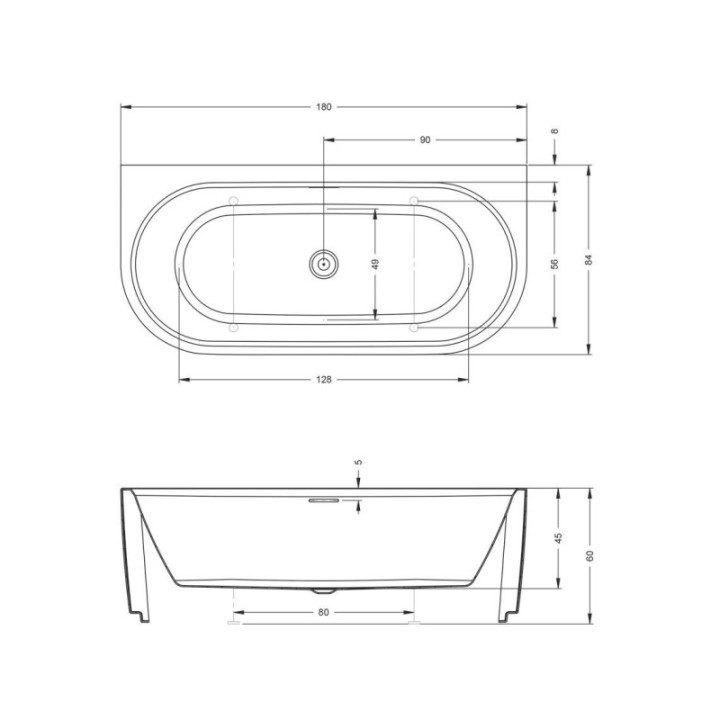 Wanna LED 180x84 cm RIHO DESIRE VELVET B2W biała/czarna mat B089002220