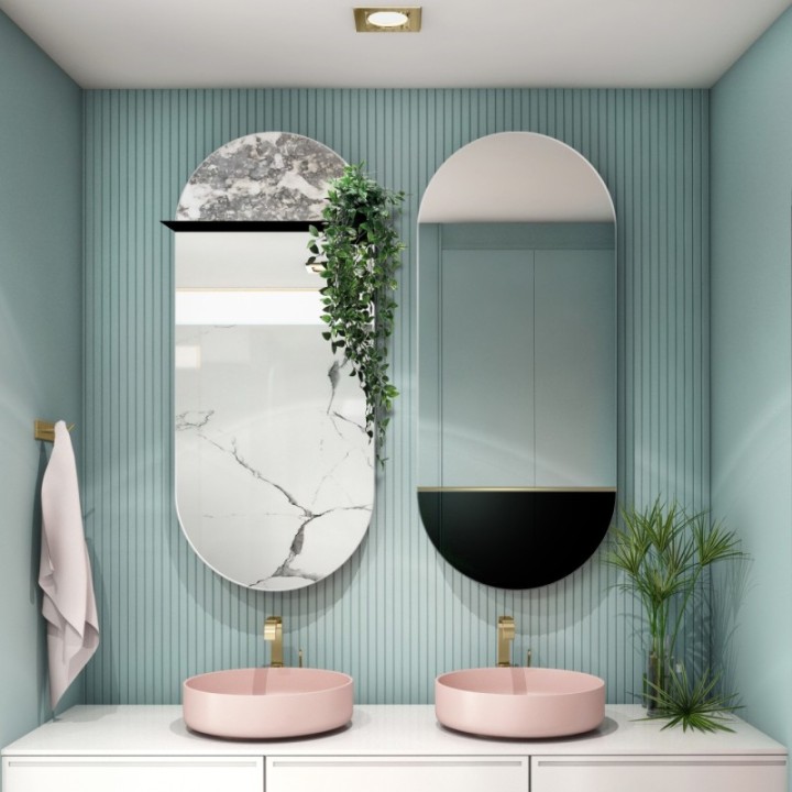 LUSTRO GIERADESIGN NOVI CORROSI 40x105CM Z METALOWĄ PÓŁKĄ NOV/P/COR/40x105