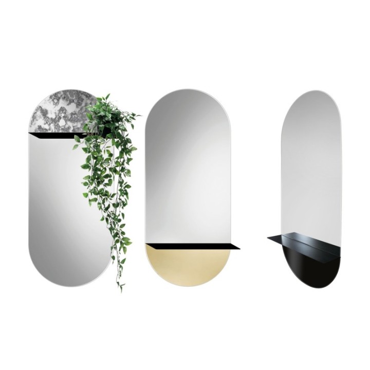 LUSTRO GIERADESIGN NOVI CZARNE 50x115CM Z METALOWĄ PÓŁKĄ NOV/P/B/50x115