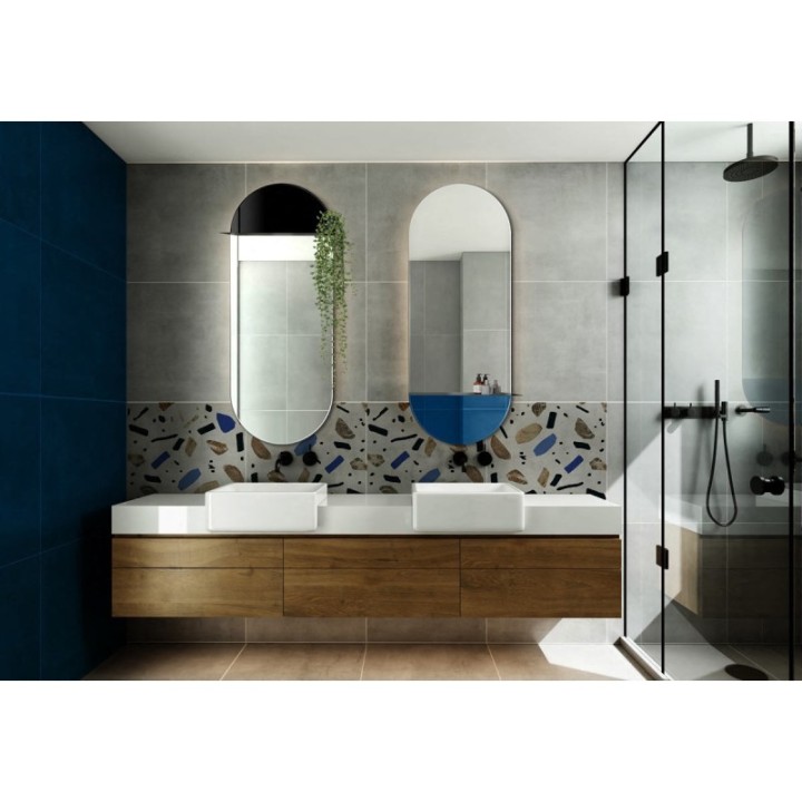 LUSTRO GIERADESIGN NOVI CZARNE 60x125CM Z METALOWĄ PÓŁKĄ NOV/P/B/60x125