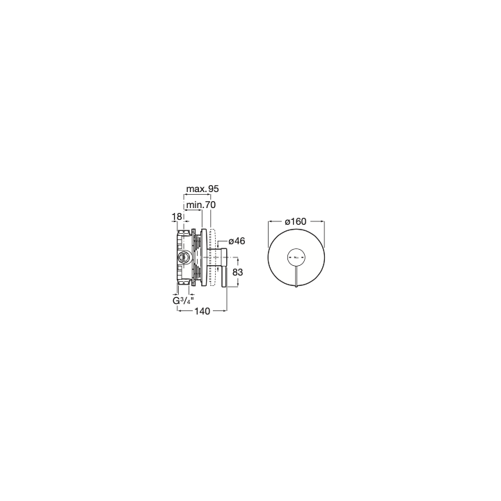 Bateria natryskowa podtynkowa ROCA ONA chrom A5A2B9EC00
