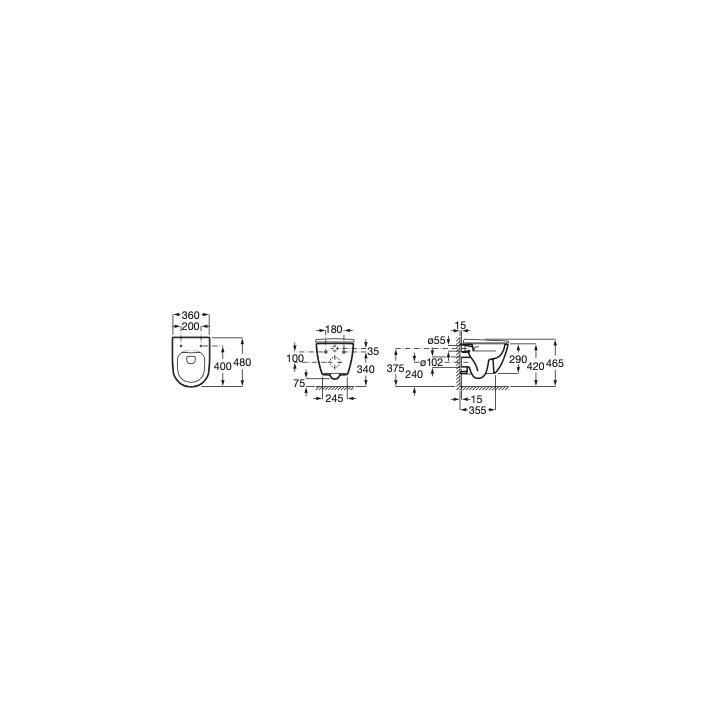 Miska WC podwieszana Compacto Rimless ROCA ONA supraglaze A346688S00