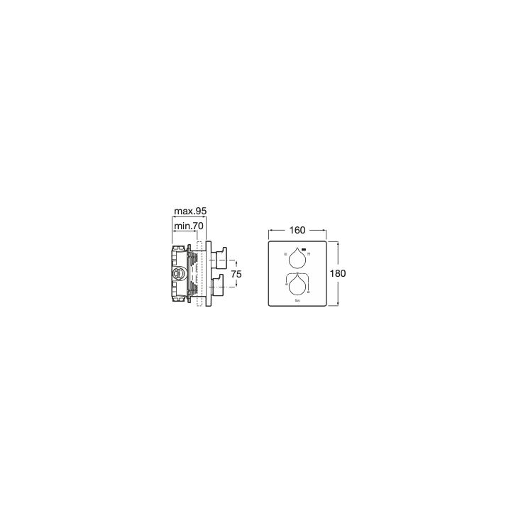 Bateria natryskowa termostatyczna podtynkowa ROCA INSIGNIA titanium black A5A0C3ACN0