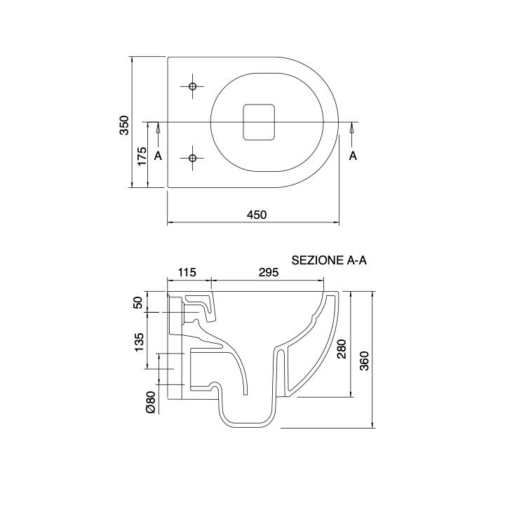 Miska WC podwieszana 45x35 cm SCARABEO MOON biała 5524/CL